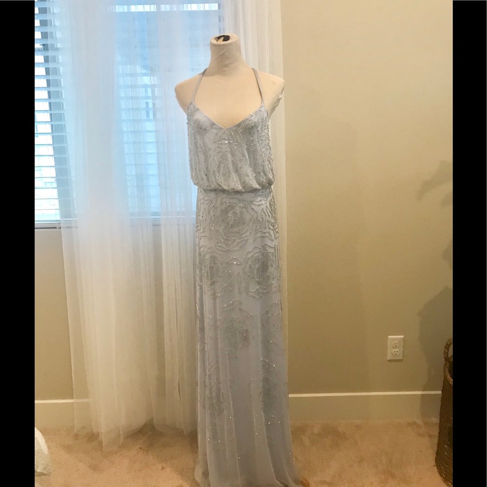 Adrianna Papell beaded blouson icy blue - Picture 4 of 5